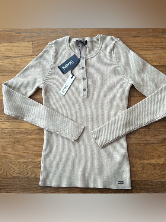Buffalo David Bitton Sweaters - 🦬Buffalo David Bitton heather oatmeal ribbed henley sweater. Size S. NWT.